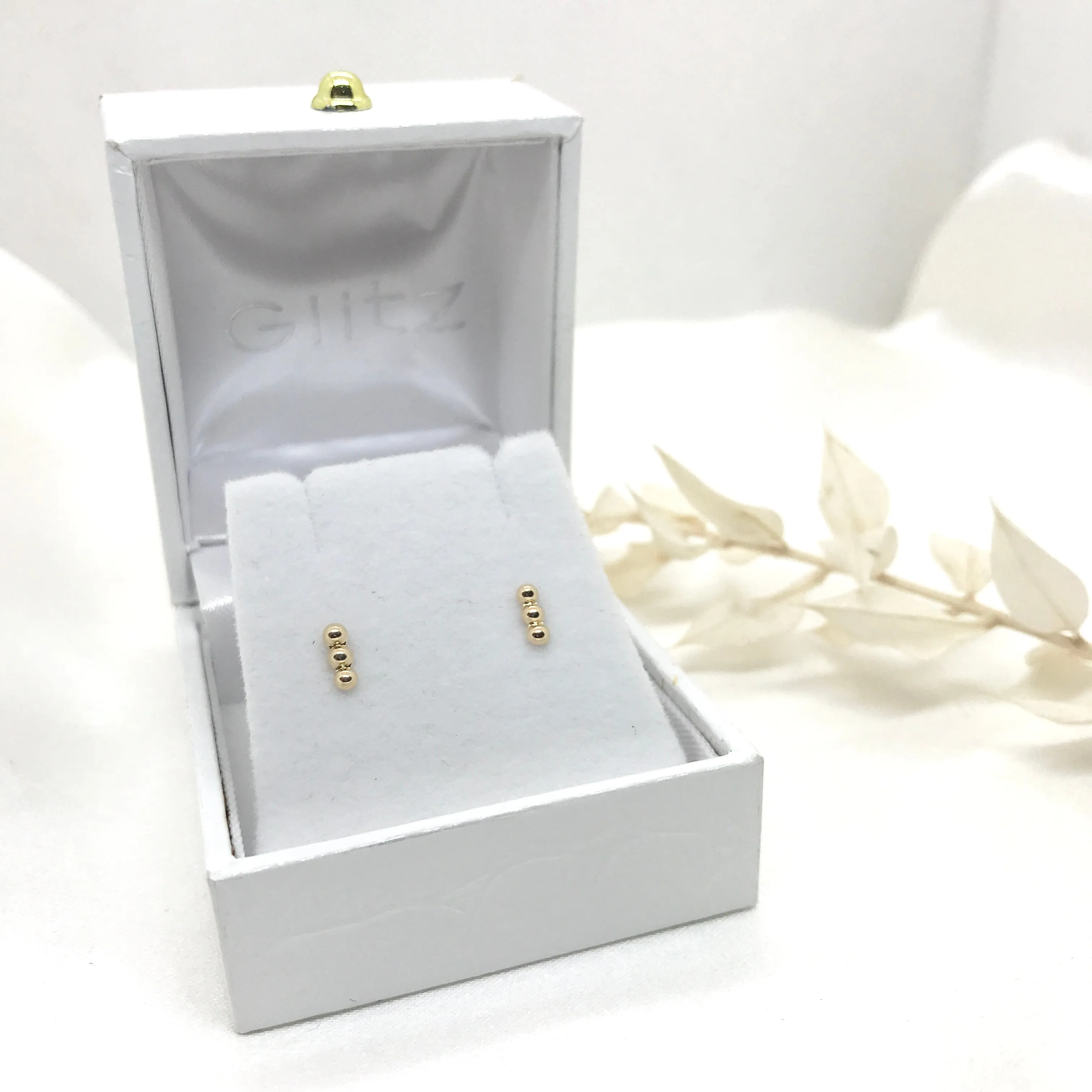 14k Gold Ball Bar Screwback Earrings