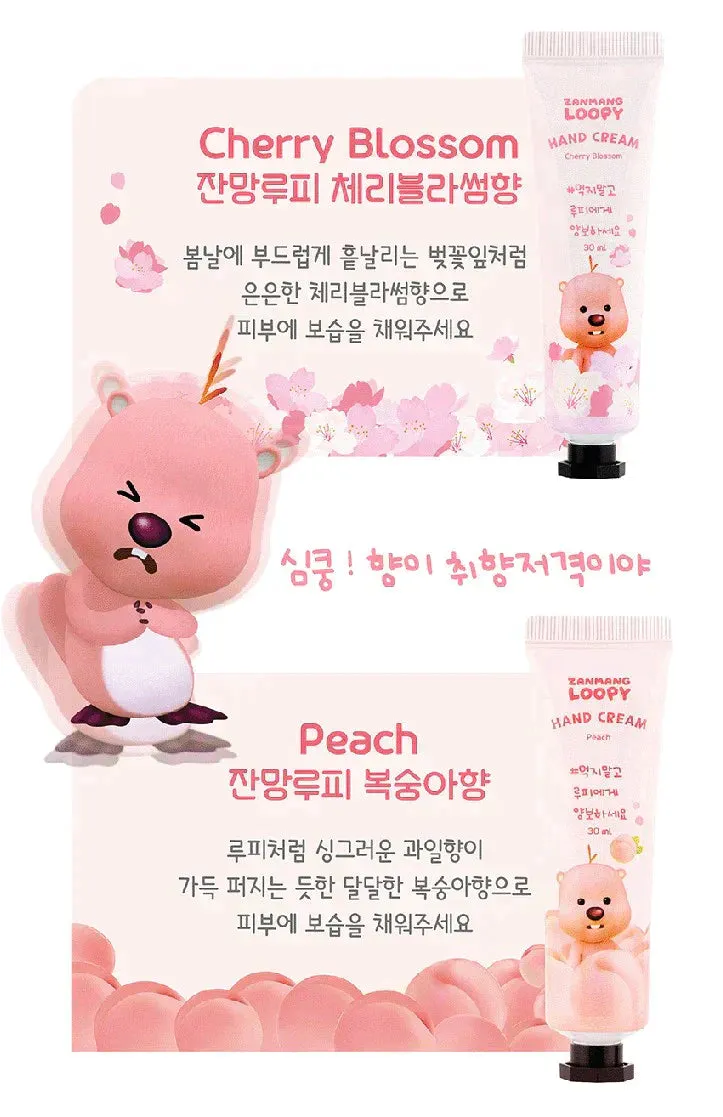 30 SET Zanmang Loopy Character Hand Creams Cute Small Gifts 30ml 2 pieces Peach Cherry Blossom Scent