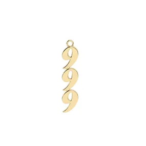 999 Angel Number Charm | 10k Yellow Gold