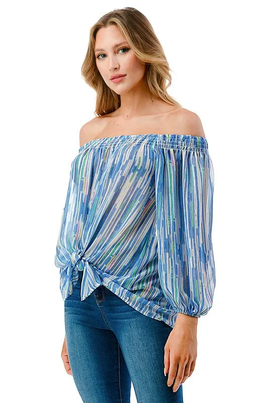 Ariella Off the Shoulder Tie Front Top