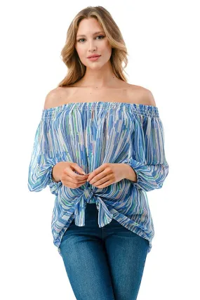 Ariella Off the Shoulder Tie Front Top