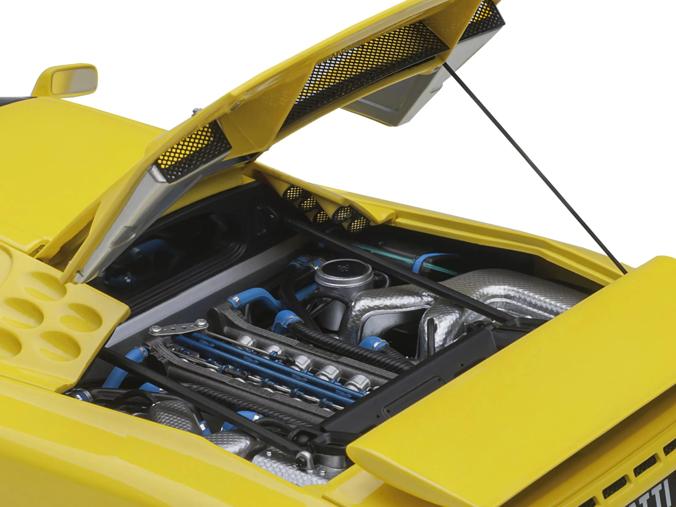 Bugatti EB110 SS Super Sport Giallo Bugatti Yellow with Silver Wheels 1/18 Model Car by Autoart