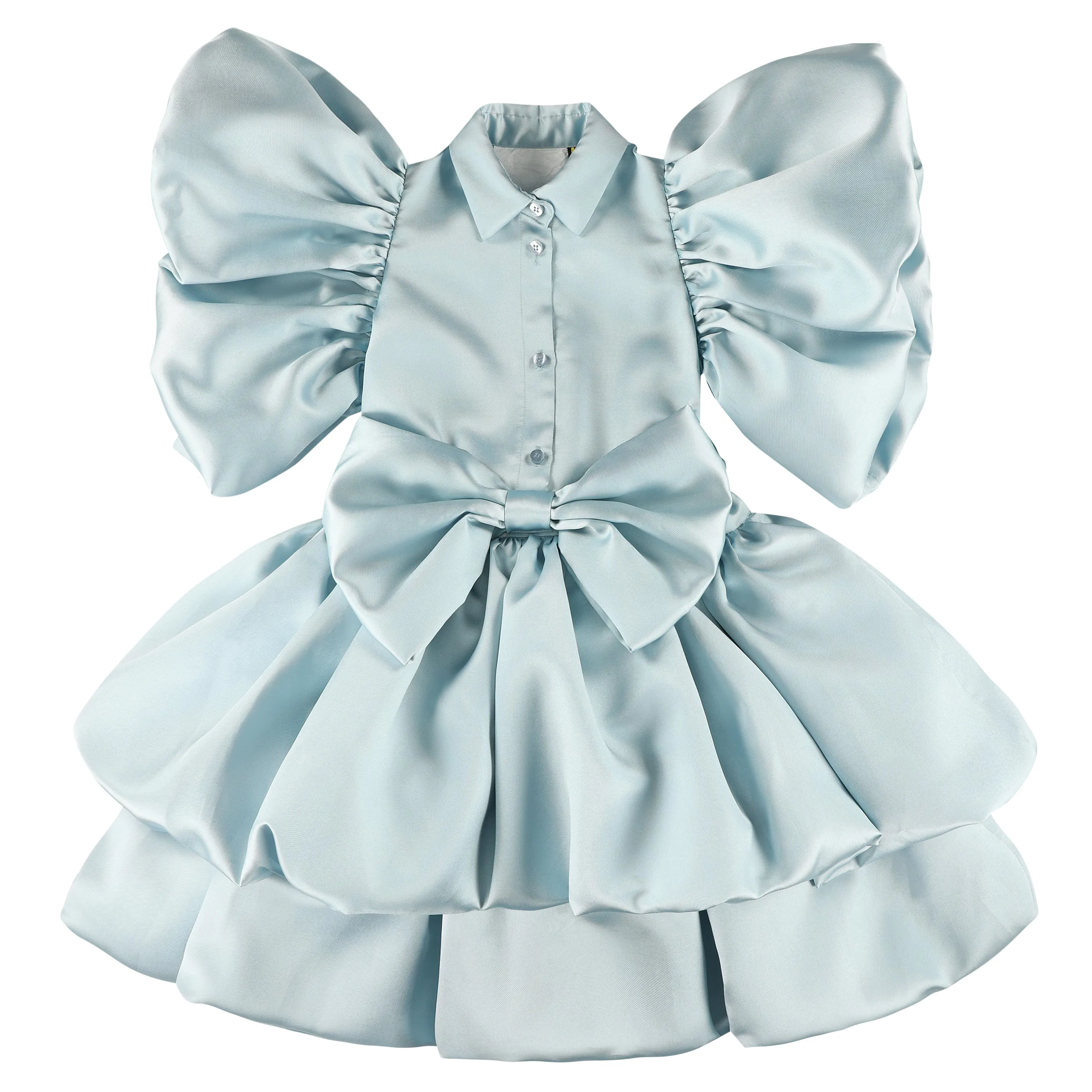 CAROLINE BOSMANS Bow Tafetta Dress in Sky Blue