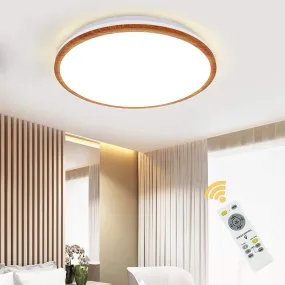 Dimmable LED Flush Mount Ceiling Light Fixture With Remote Control & 3 Light Temperatures