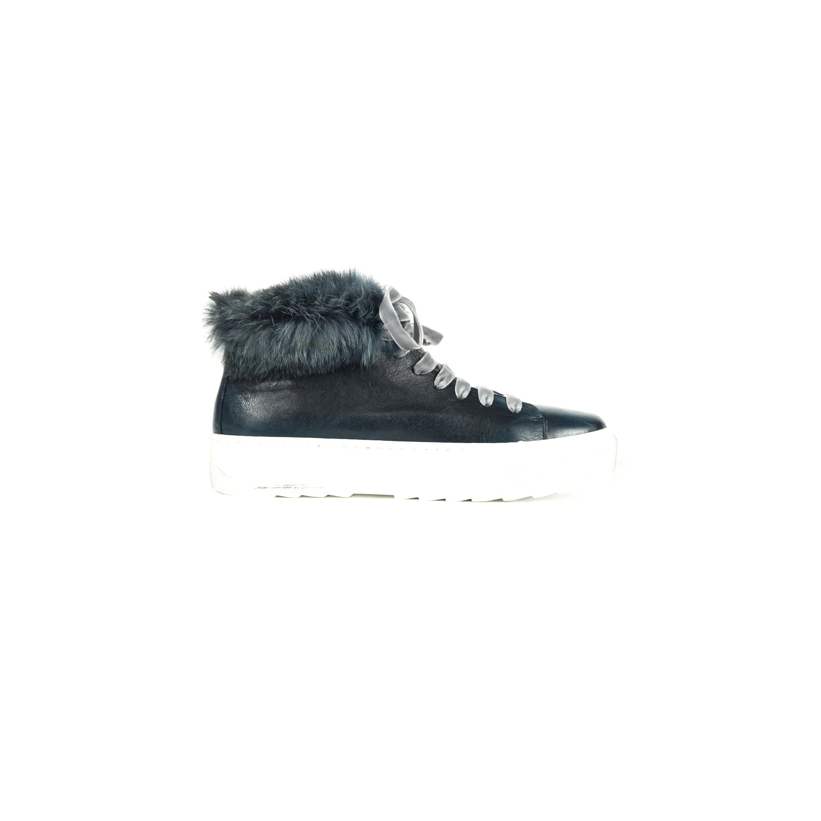 High-Top Fur Sneaker Sfumato Deep Blue