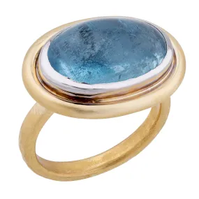 Lika Behar Oval Cabochon Aquamarine 22K Gold Ring