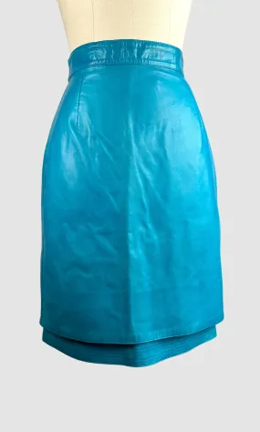 LOUIS FERAUD 80s Turquoise Pencil skirt  Medium