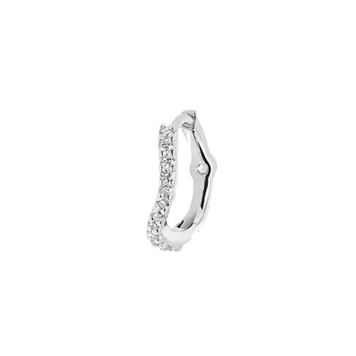 MBF Diamond Wave Huggie, 14k White Gold