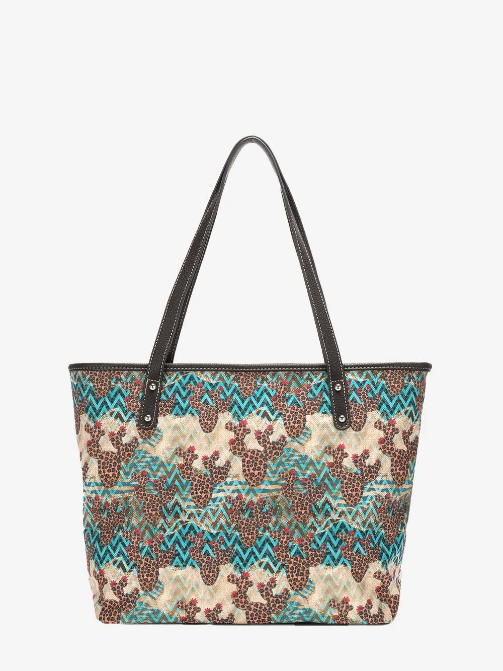 Montana West Leopard Cactus Canvas Tote Bag