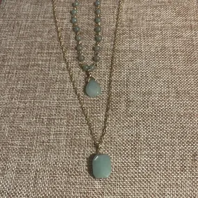 Multi layer natural stone necklace