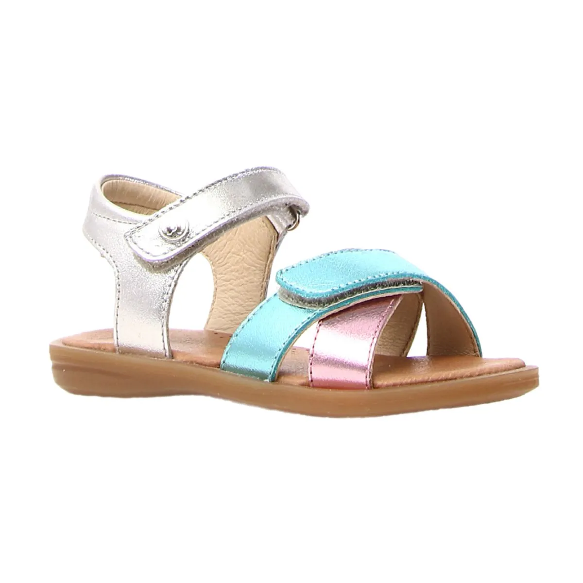 Naturino Girl's (Sizes 27-29) Turquoise/Pink/Silver Sandal