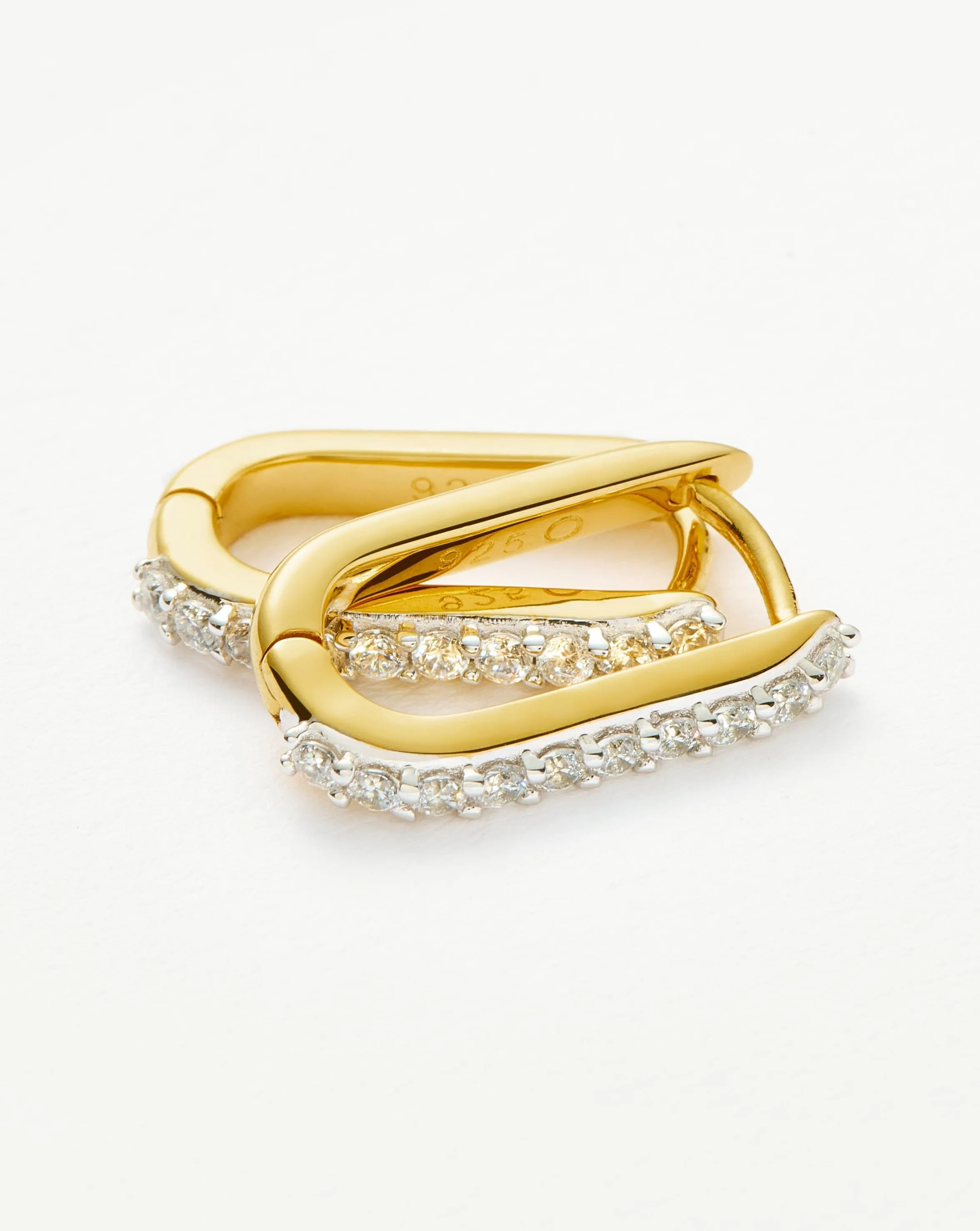 Pave Ovate Huggies | 18ct Recycled Gold Vermeil on Recycled Sterling Silver