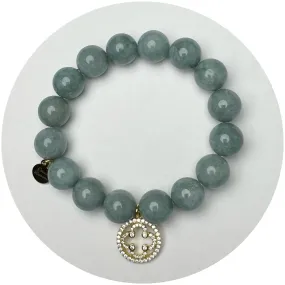 Persian Blue Jade with Pavé Gold Clover