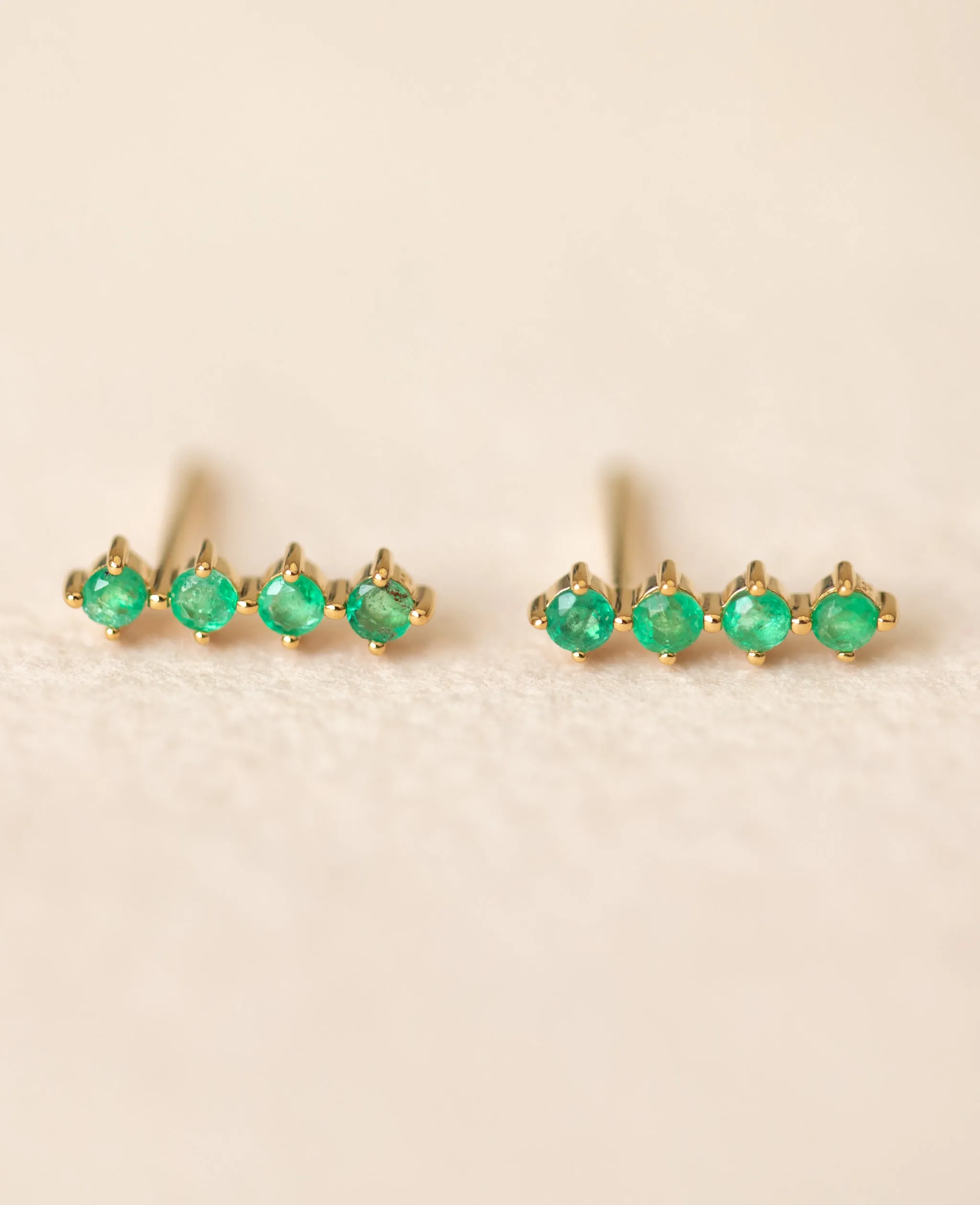 *SAMPLE SALE* Emerald Bar Studs Gold